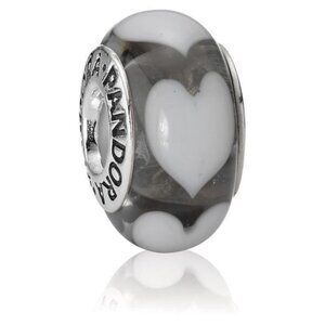 Pandora Gray Hearts Murano Glass Bead Charm